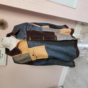 EUC Mens Vintage NOIZ Unlimited corduroy denim jean jacket unique 2XL